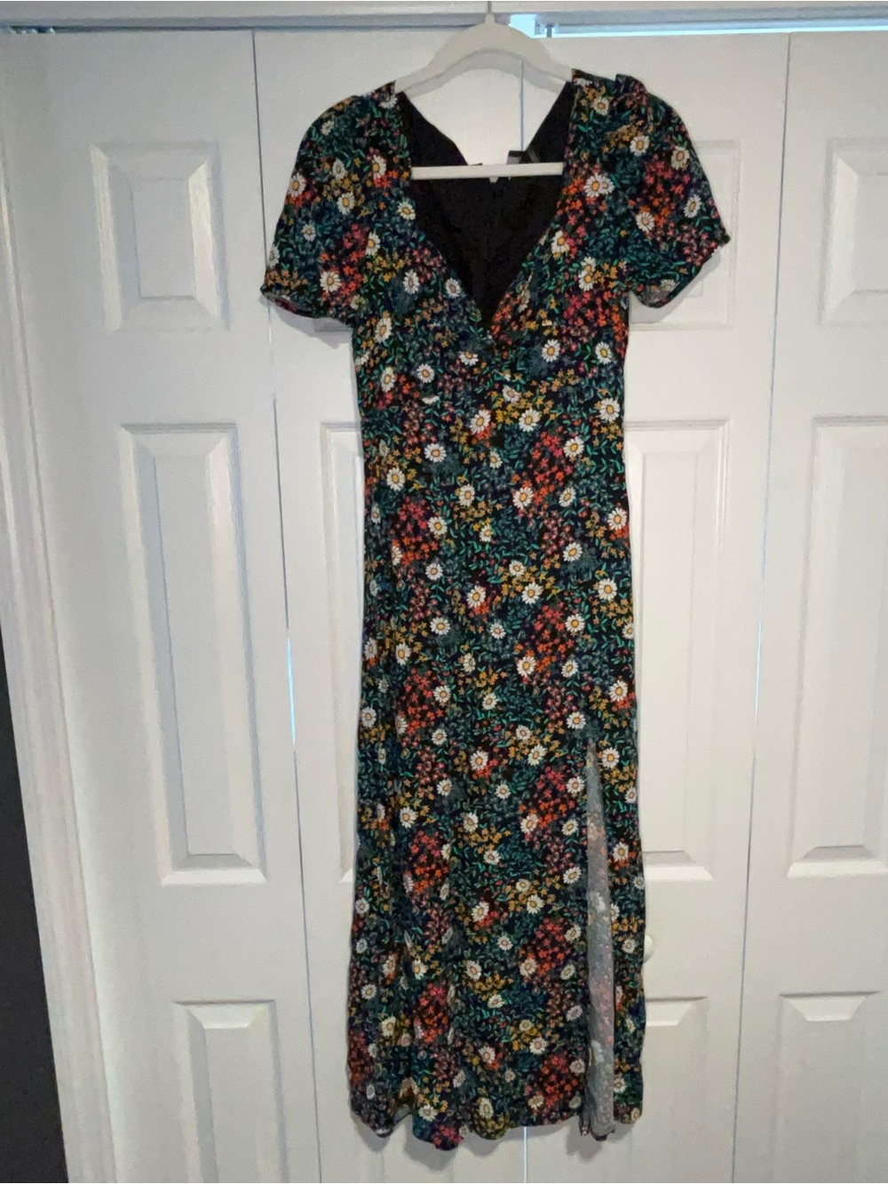 Dress Forum Floral Maxi Dress in Black with Multi-Color Print